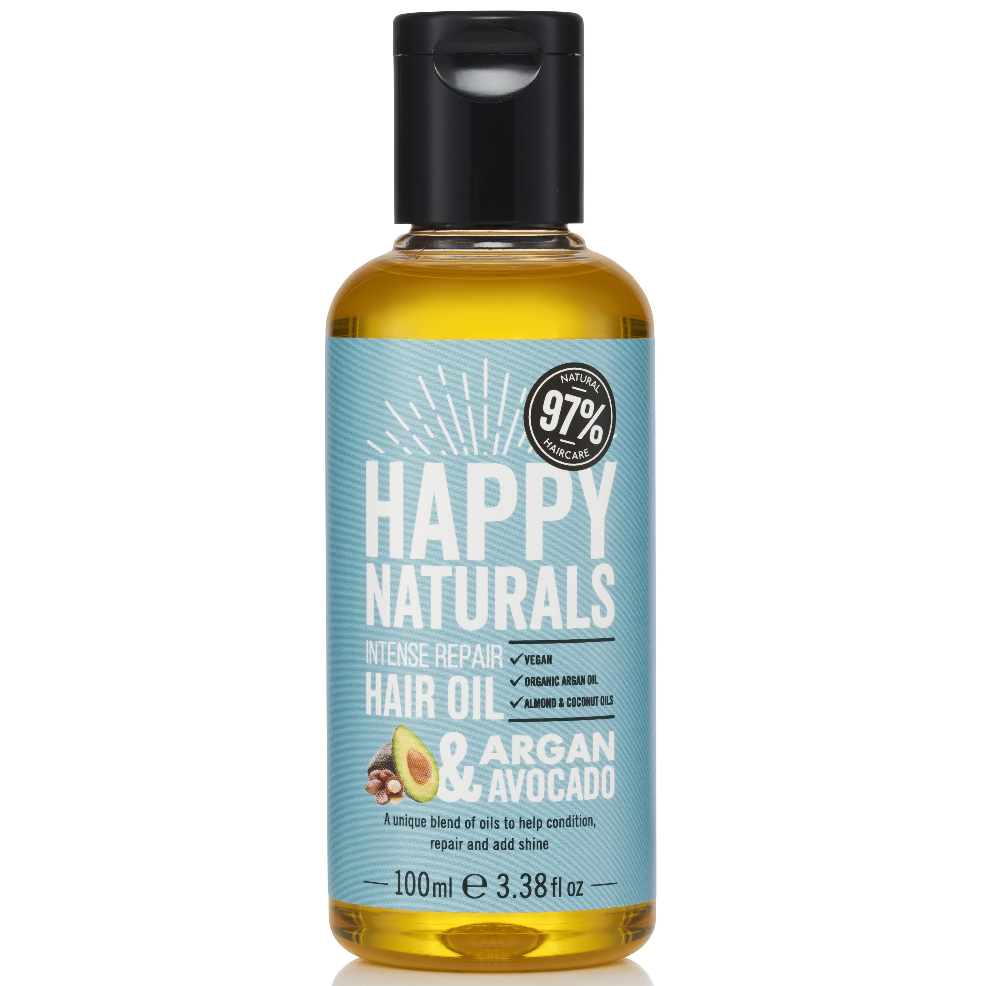 Happy Naturals Intense Repair Hair Oil Argan & Avocado Ενυδατικό Έλαιο Επανόρθωσης για Ξηρά & Ταλαιπωρημένα Μαλλιά 100ml