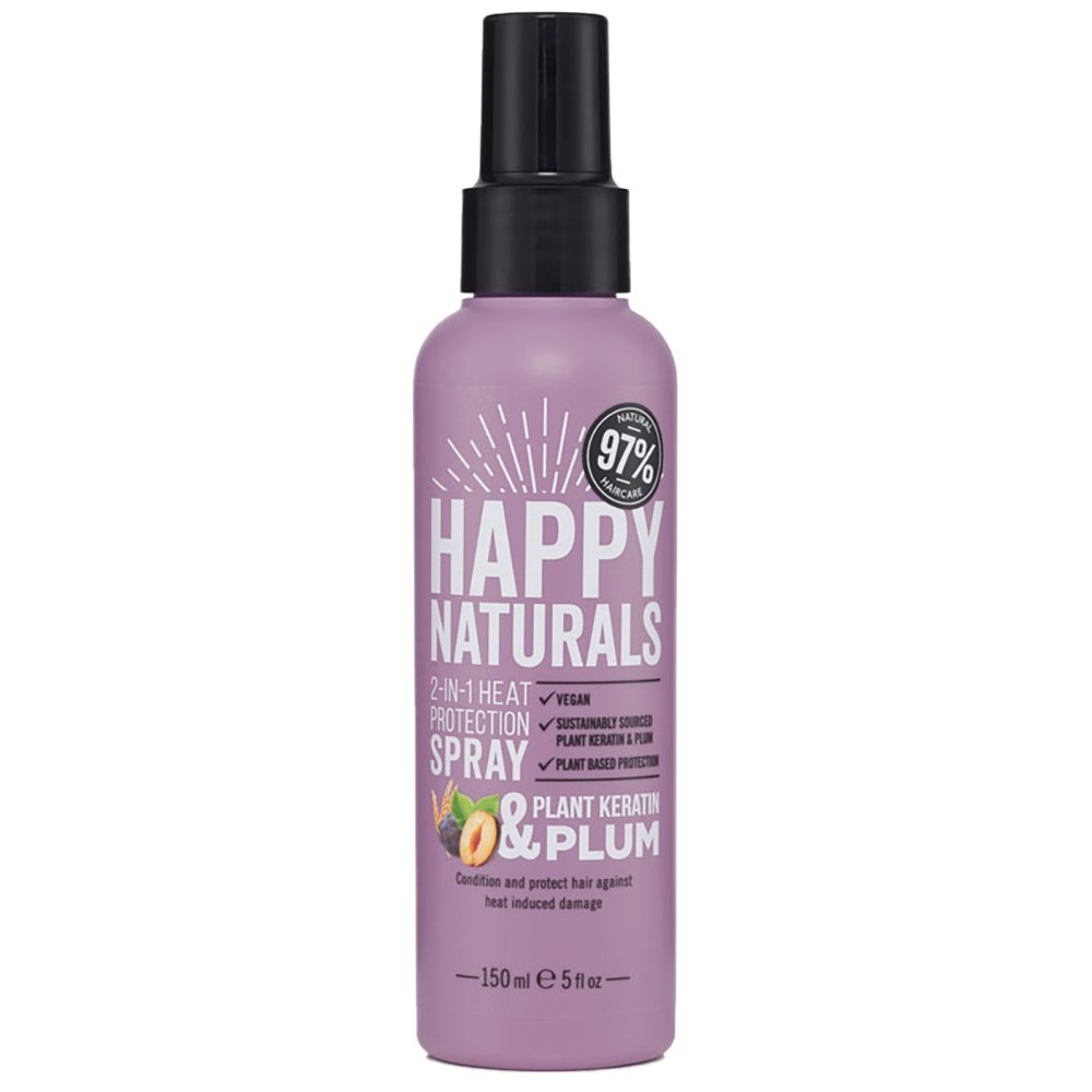 Happy Naturals Plant Keratin & Plum 2 in 1 Heat Protection Spray Προστασίας Μαλλιών από τη Θερμότητα με Κερατίνη 150ml