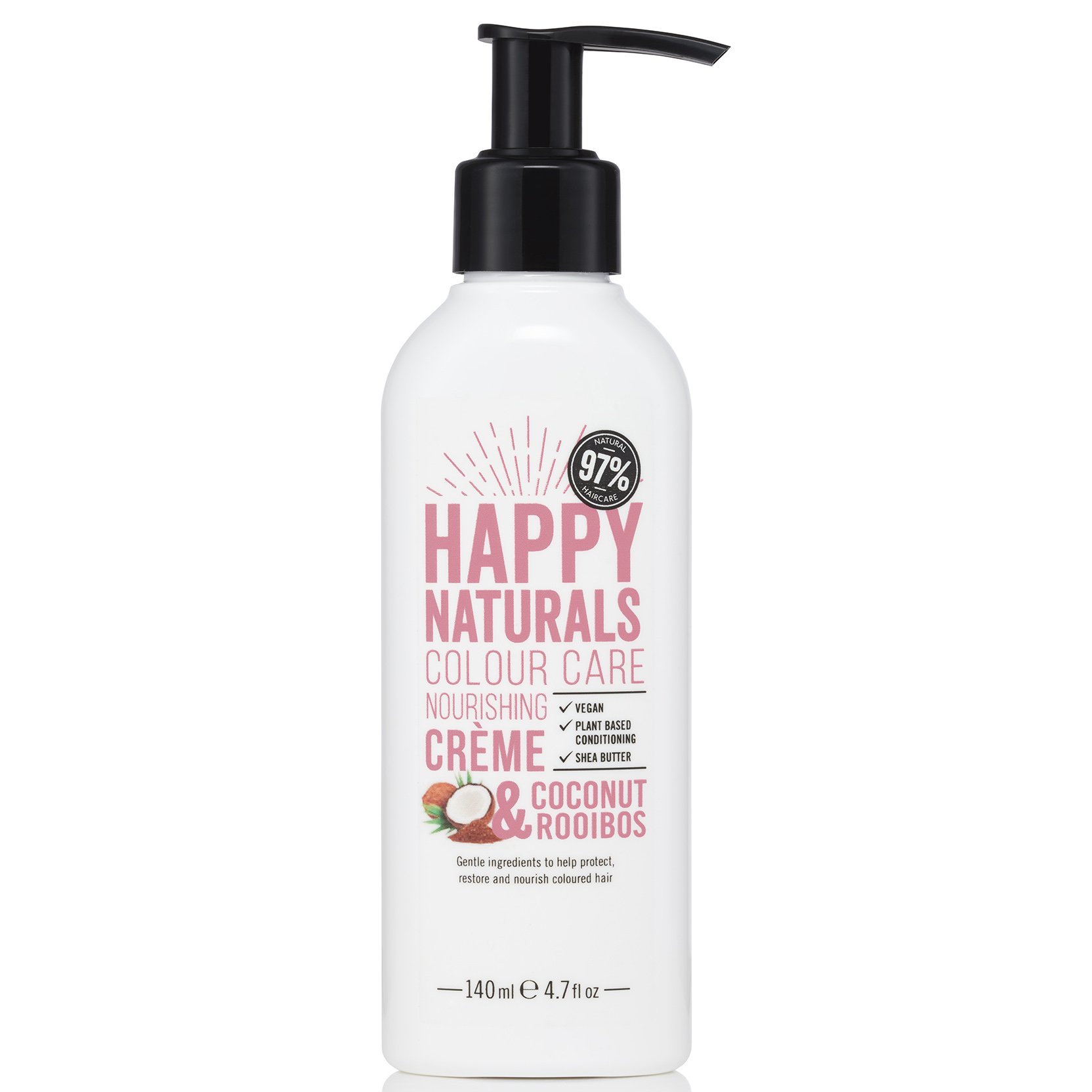 Happy Naturals Colour Care Nourishing Creme Coconut & Rooibos Υπερθρεπτική Κρέμα για Λάμψη & Ενυδάτωση στα Βαμμένα Μαλλιά 140ml