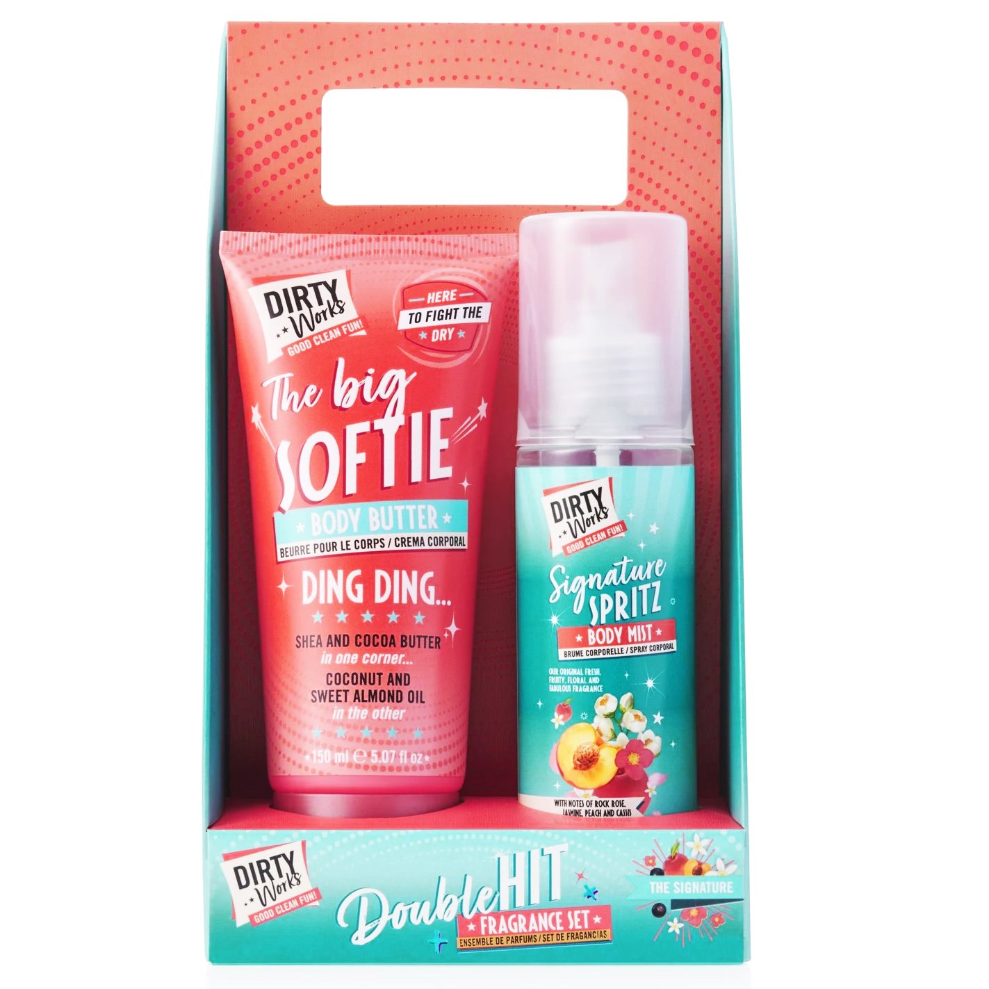 Dirty Works Double Hit Fragrance Set, Signature Soritz Body Mist 120ml & The Big Softie Body Butter 150ml