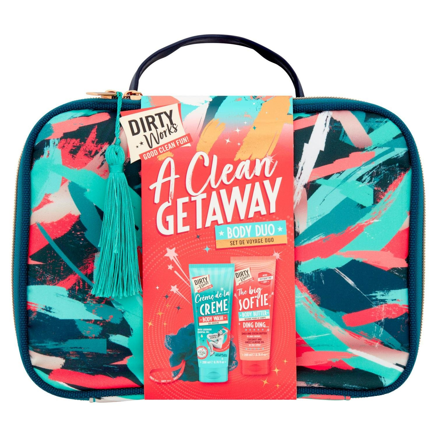 Dirty Works A Clean Getaway Πακέτο Προσφοράς Creamy Body Wash 200ml, The Big Softie Body Butter 200ml & Shower Puff