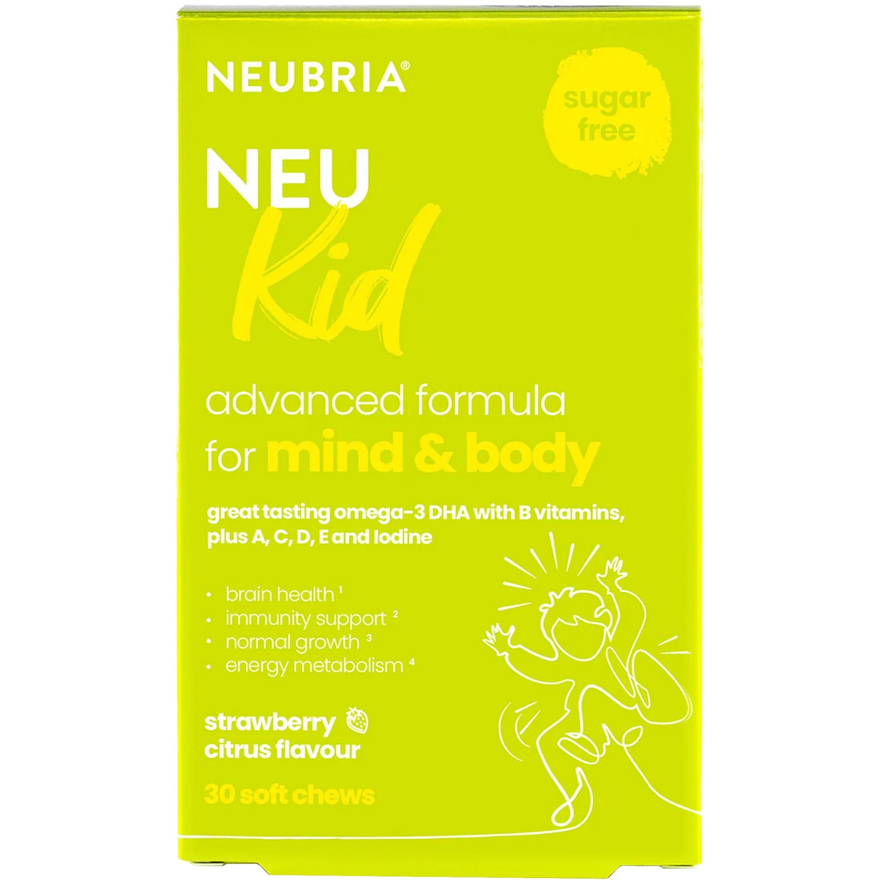 Neubria Neu Kid Παιδικό Συμπλήρωμα Διατροφής για Μυαλό & Σώμα με Γεύση Φράουλα Λεμόνι 30 Chew.tabs
