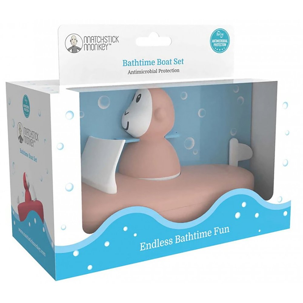 Matchstick Monkey Matchstick Monkey Bathtime Boat Set Κωδ. 24122 Εκπαιδευτικό Παιχνίδι Μπάνιου με Καραβάκι & Κινούμενη Φιγούρα 12m+ Dusty Pink 1 Τεμάχιο