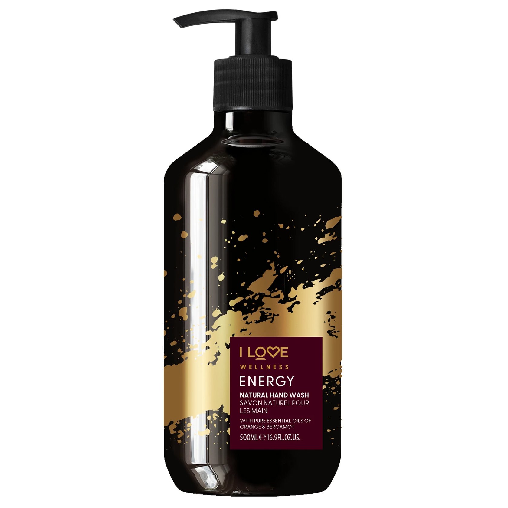 I love… Wellness Energy Hand Wash Απαλό Υγρό Καθαριστικό Χεριών με Φυσικά Αιθέρια Έλαια Πορτοκαλιού & Περγαμόντο 500ml