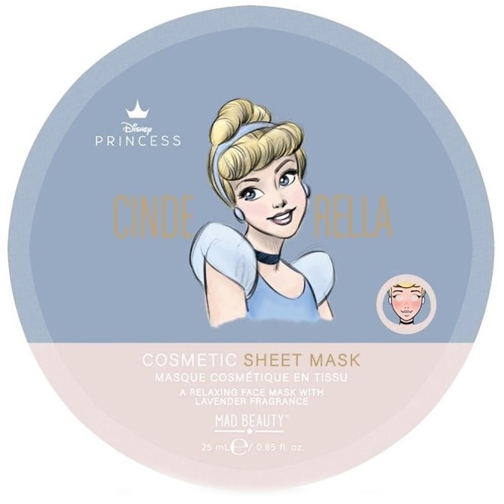 Mad Beauty Disney Princess Cinderella Cosmetic Sheet Mask Lavender Υφασμάτινη Μάσκα Προσώπου Λεβάντα για Αναζωογόνηση Κωδ 99201, 1x25ml