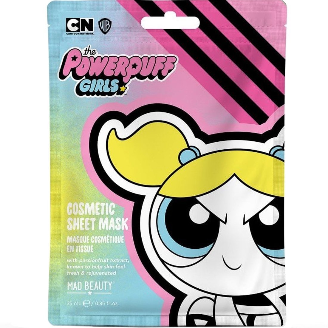 Mad Beauty Powerpuff Girls Cosmetic Sheet Mask Αναζωογονητική Υφασμάτινη Μάσκα Προσώπου με Άρωμα από Φρούτα του Πάθους 1x25ml – Bubbles