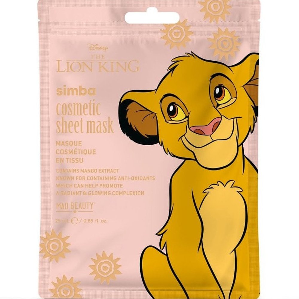 Mad Beauty Cosmetic Sheet Mask Mango Fragrance Disney The Lion King Timon Μάσκα Αναζωογόνησης Προσώπου με Άρωμα Μάνγκο Εμπνευσμένη Από το Χαρακτήρα Simba της Disney 25ml