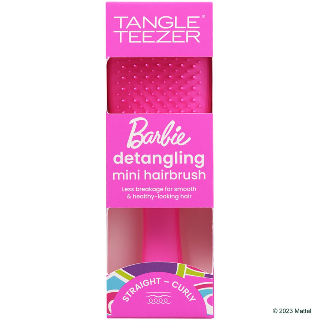 Tangle Teezer The Ultimate Detangler Mini Hairbrush Travel Size Ιδανική Βούρτσα Μικρού Μεγέθους για Βρεγμένα Μαλλιά Barbie Dopamine Pink 1 Τεμάχιο