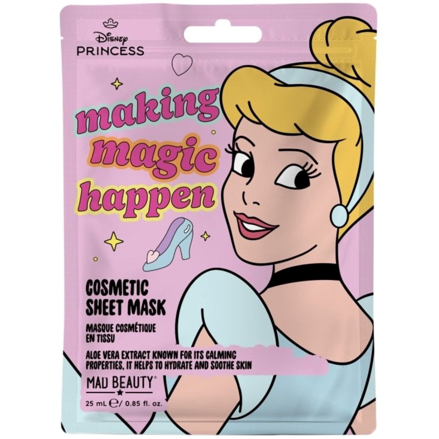 Mad Beauty Cinderella Face Mask Ενυδατική Μάσκα Προσώπου Εμπνευσμένη από την Disney Princess Cinderella 25ml
