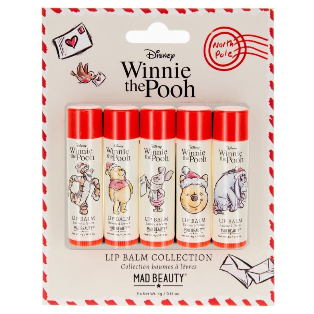 Mad Beauty Winnie The Pooh Festive Collection Lip Balm Ενυδατικά Έλαια για τα Χείλη Εμπνευσμένο Από το Χαρακτήρα της Disney Winnie the Pooh 5 Τεμάχια