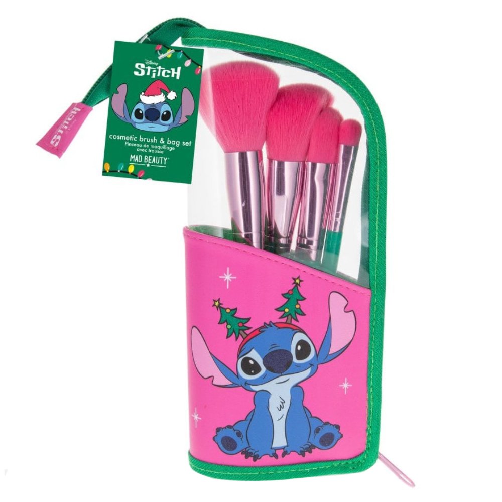 Mad Beauty Promo Stitchmas Cosmetic Brush & Bag 4 Τεμάχια &  Δώρο Νεσεσέρ 1 Τεμάχιο