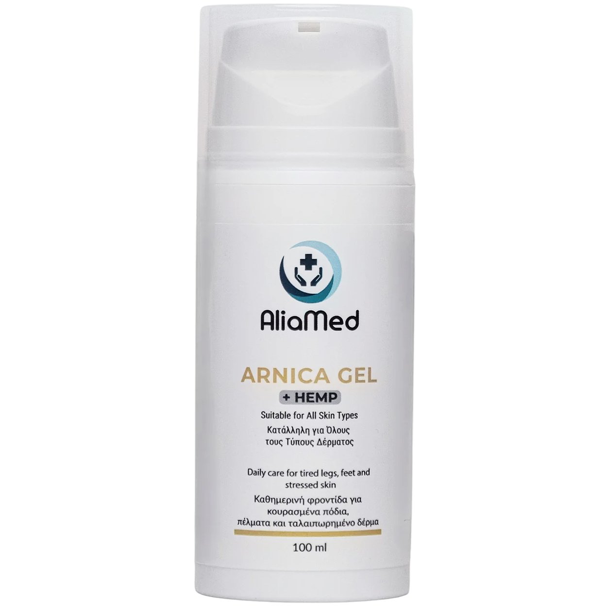 AliaMed Arnica Gel & Hemp Δροσερό Τζελ με Εκχύλισμα Arnica & Έλαιο Κάνναβης για Καθημερινή Φροντίδα στα Κουρασμένα Πόδια, Πέλματα & Ταλαιπωρημένο Δέρμα 100ml