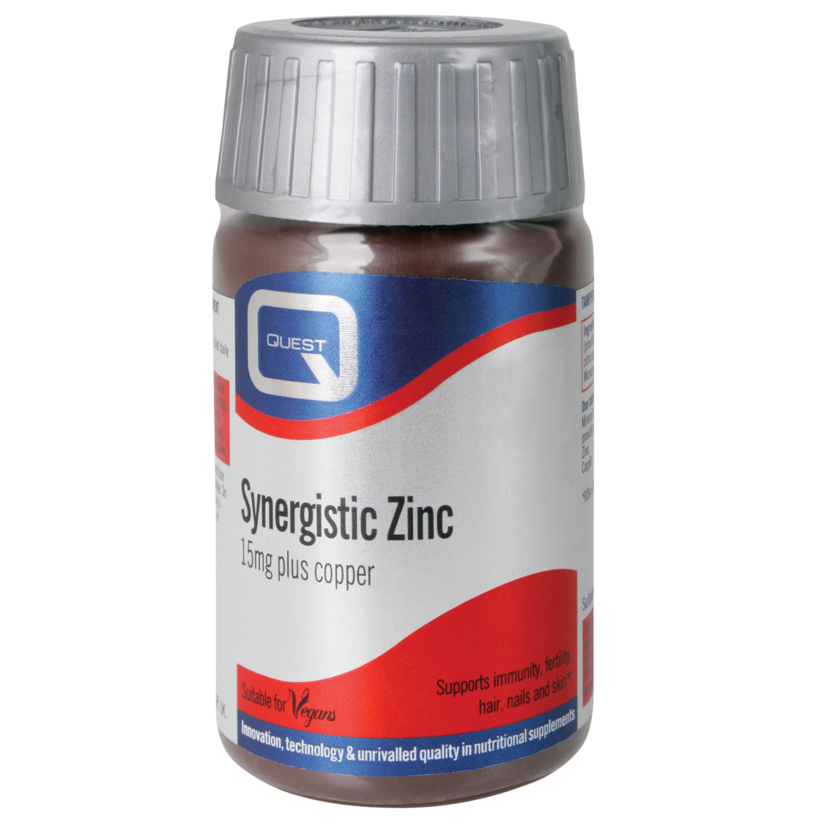 Quest Synergistic Zinc 15mg Plus Copper Συμπλήρωμα Διατροφής με Ψευδάργυρο για Υποστήριξη του Ανοσοποιητικού Συστήματος 90tabs