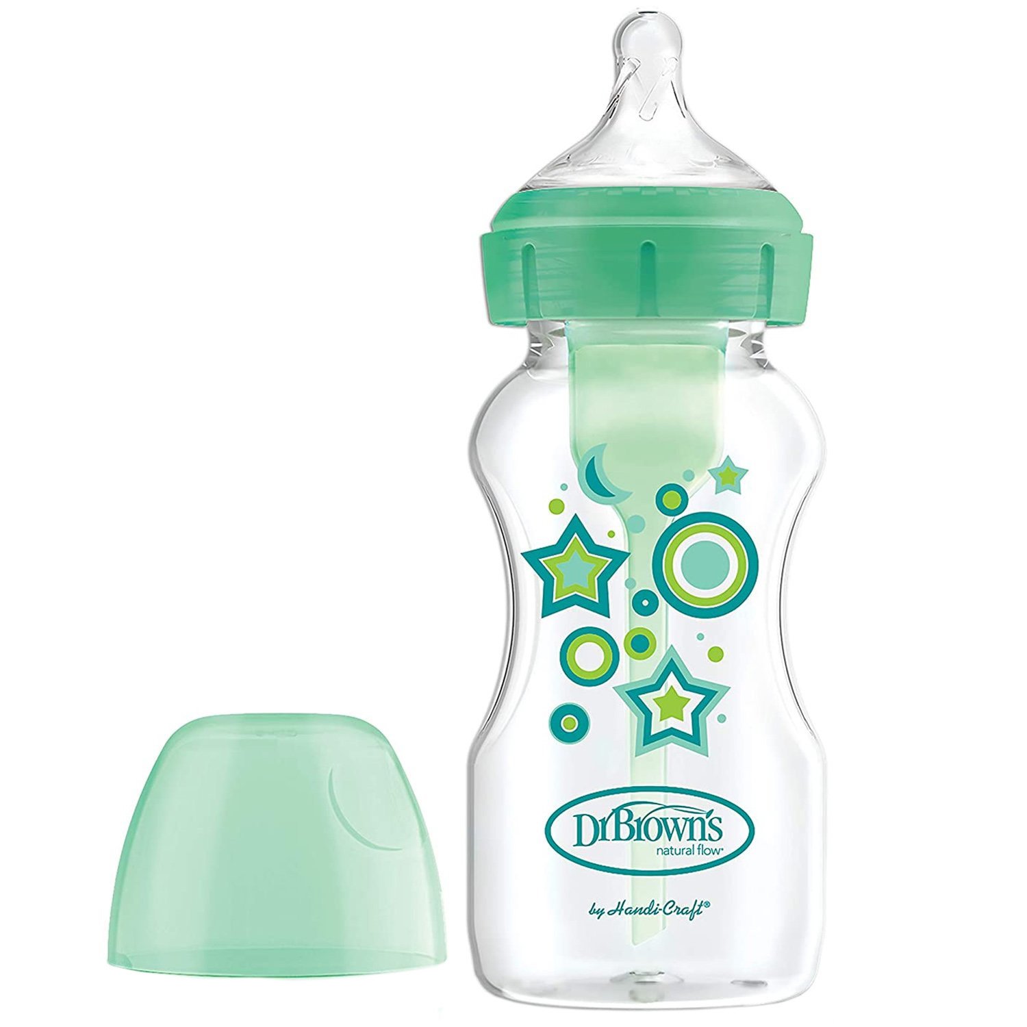 Dr. Brown’s Μπιμπερό Πλαστικό Options+ Anti-colic με Φαρδύ Λαιμό 0m+, 270ml, Κωδ WB91806 – Πράσινο