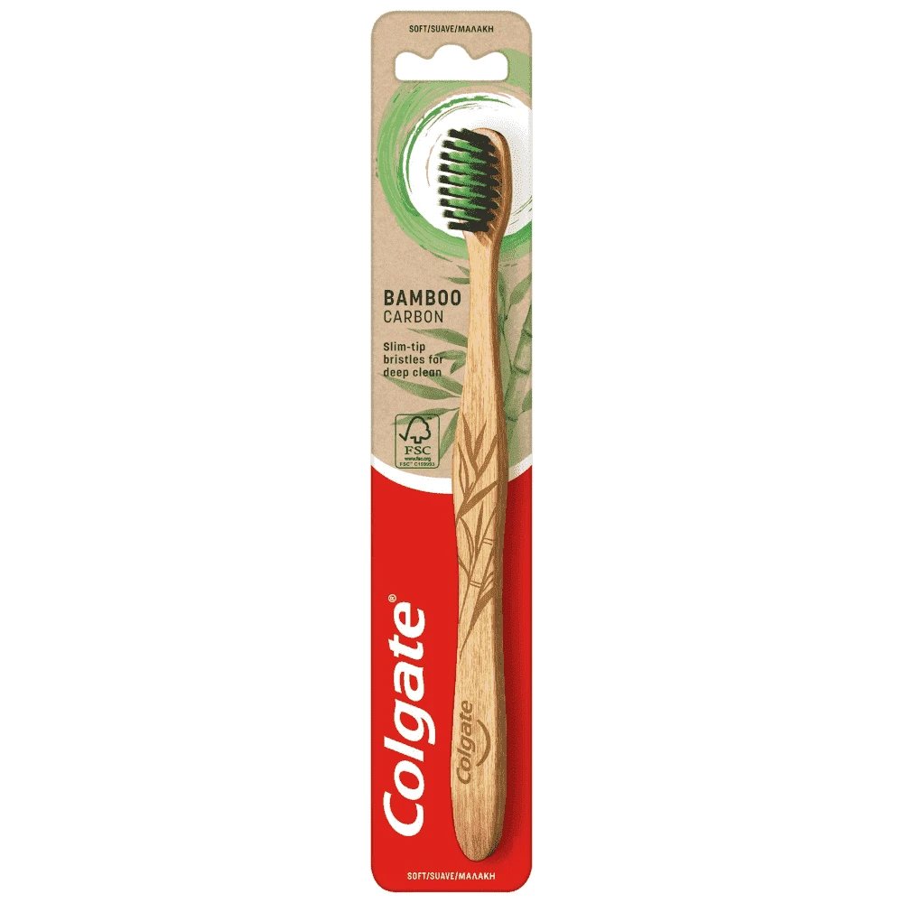 Colgate Bamboo Carbon Slim Tip Bristles For Deep Clean Soft Toothbrush Μαλακή Οδοντόβουρτσα Ιδανική για Βαθύ & Απαλό Καθαρισμό 1 Τεμάχιο