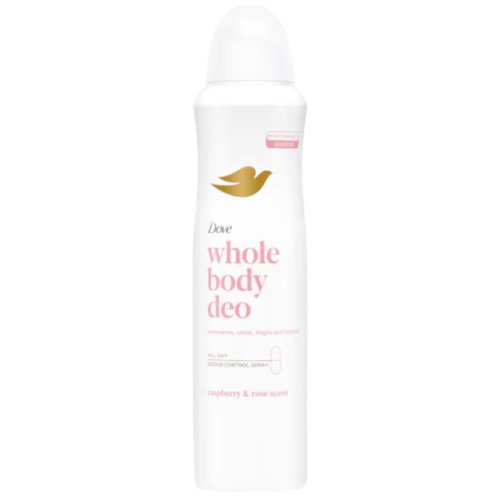 Dove Raspberry & Rose Scent Whole Body Deo Sensitive Spray Αποσμητικό Spray για Όλο το Σώμα με Άρωμα Βατόμουρο & Τριαντάφυλλο με Αίσθηση Δροσιάς 150ml