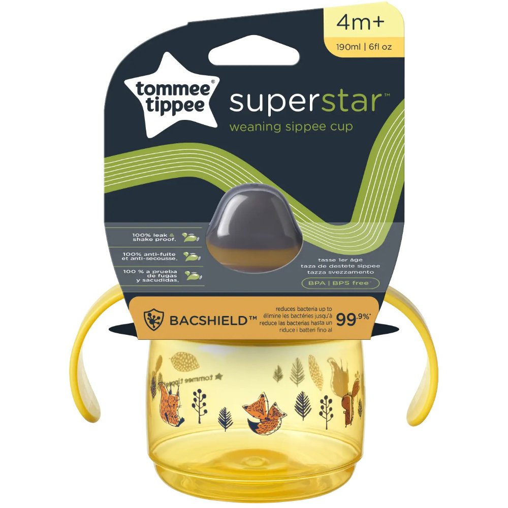 Tommee Tippee Superstar Bacshield Weaning Sippee Cup 4m+ Εκπαιδευτικό Πλαστικό Κύπελλο με Στόμιο για Μικρά Παιδιά 190ml