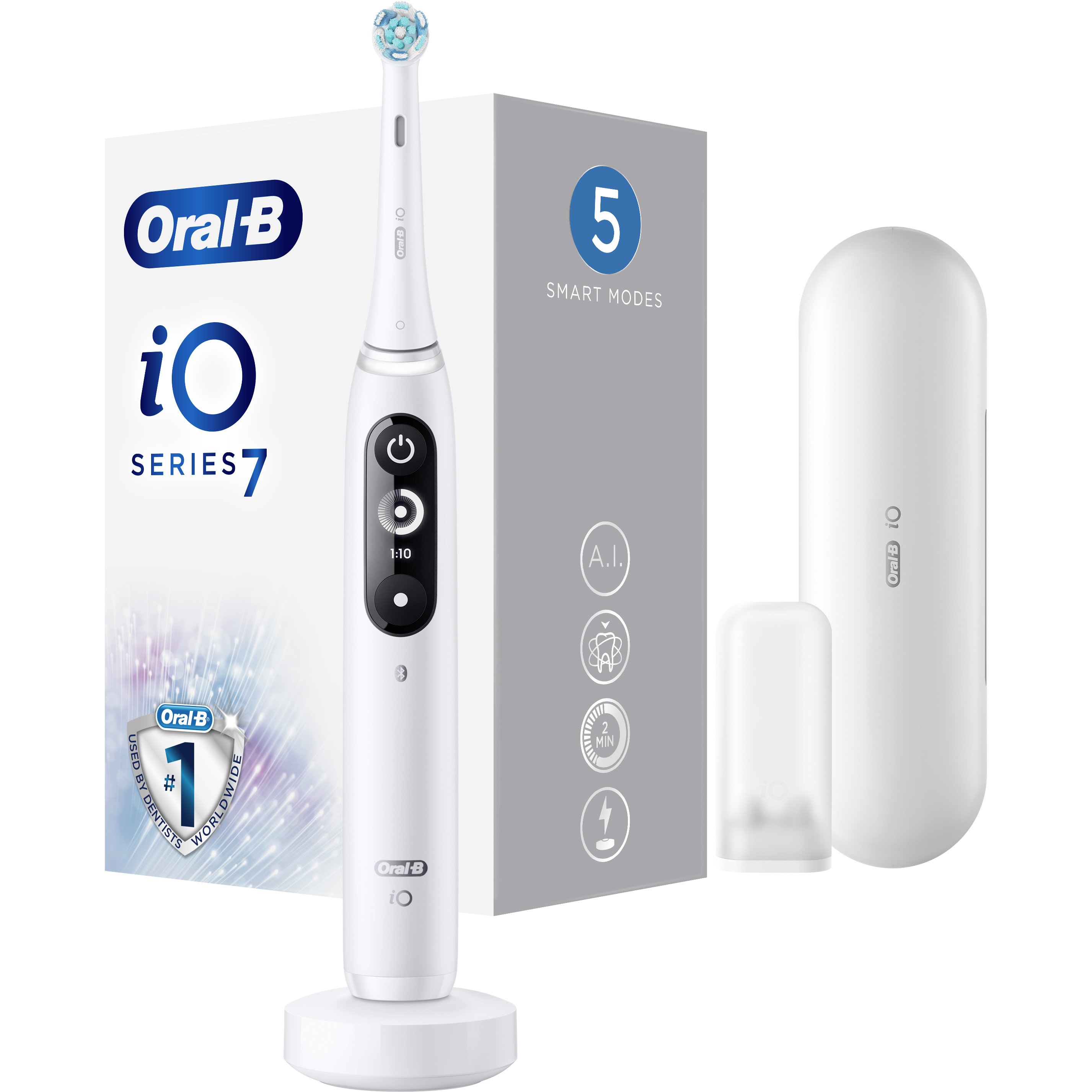 Oral-B iO Series 7 Electric Toothbrush Magnetic White Alabaster Ηλεκτρική Οδοντόβουρτσα Προηγμένης Τεχνολογίας 1 Τεμάχιο 41624