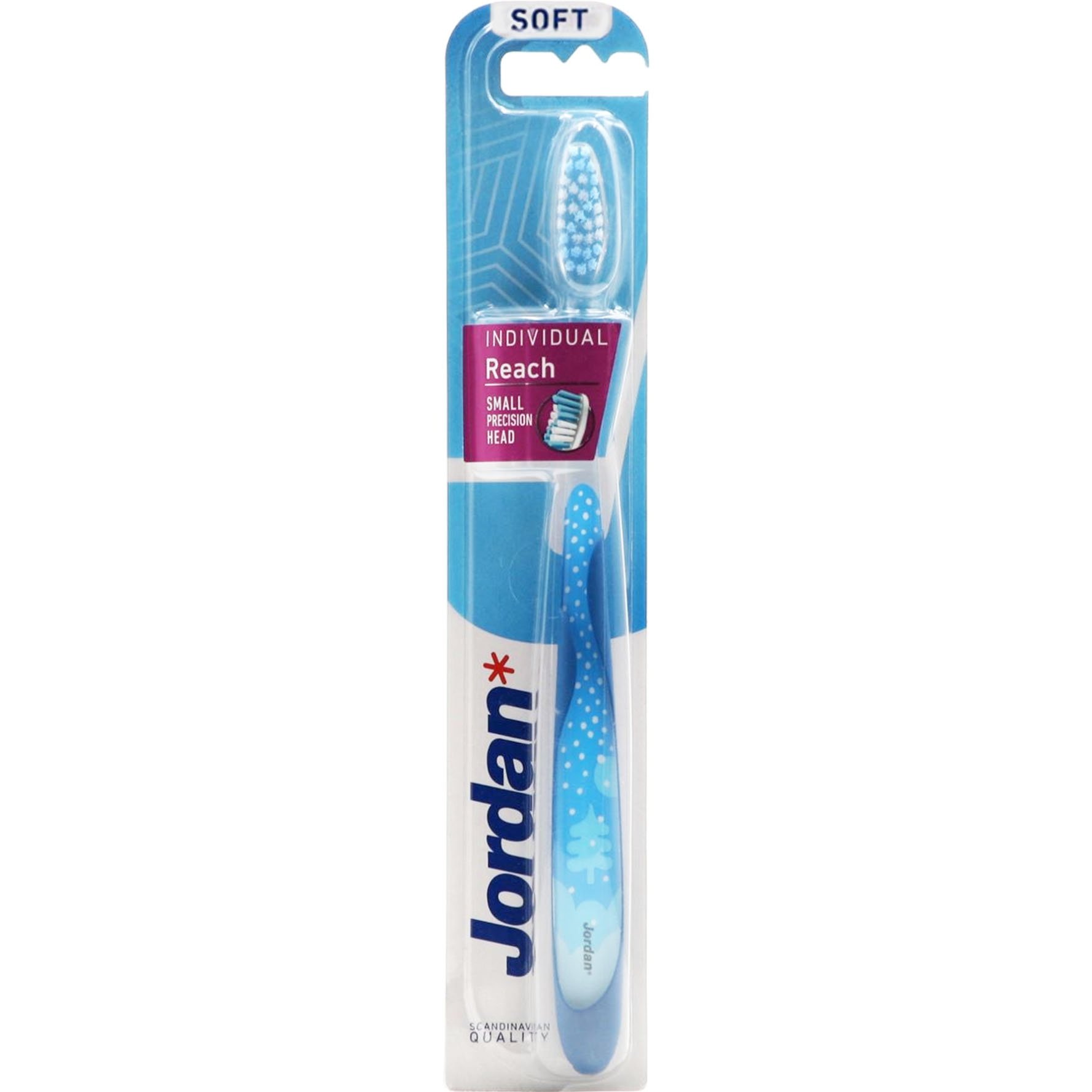 Jordan Individual Reach Soft Toothbrush Μαλακή Οδοντόβουρτσα με Εργονομική Λαβή για Βαθύ Καθαρισμό 1 Τεμάχιο Κωδ 310041 - Μπλε 4