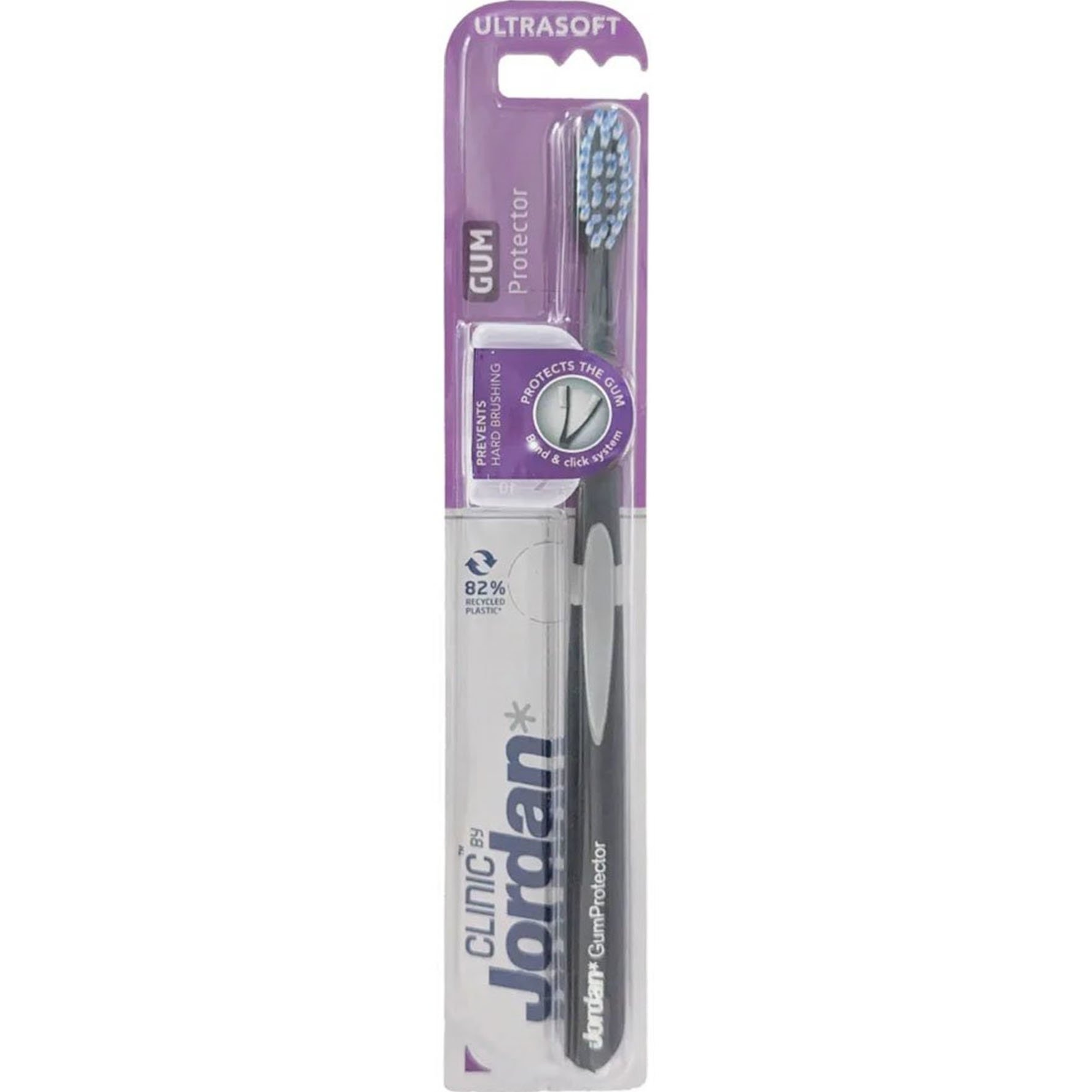 Jordan Clinic Gum Protector Toothbrush Ultra Soft Μαύρη Μαλακή Οδοντόβουρτσα με Εξαιρετικά Λεπτές Ίνες για Προστασία των Ούλων 1 Τεμάχιο, Κωδ 310059