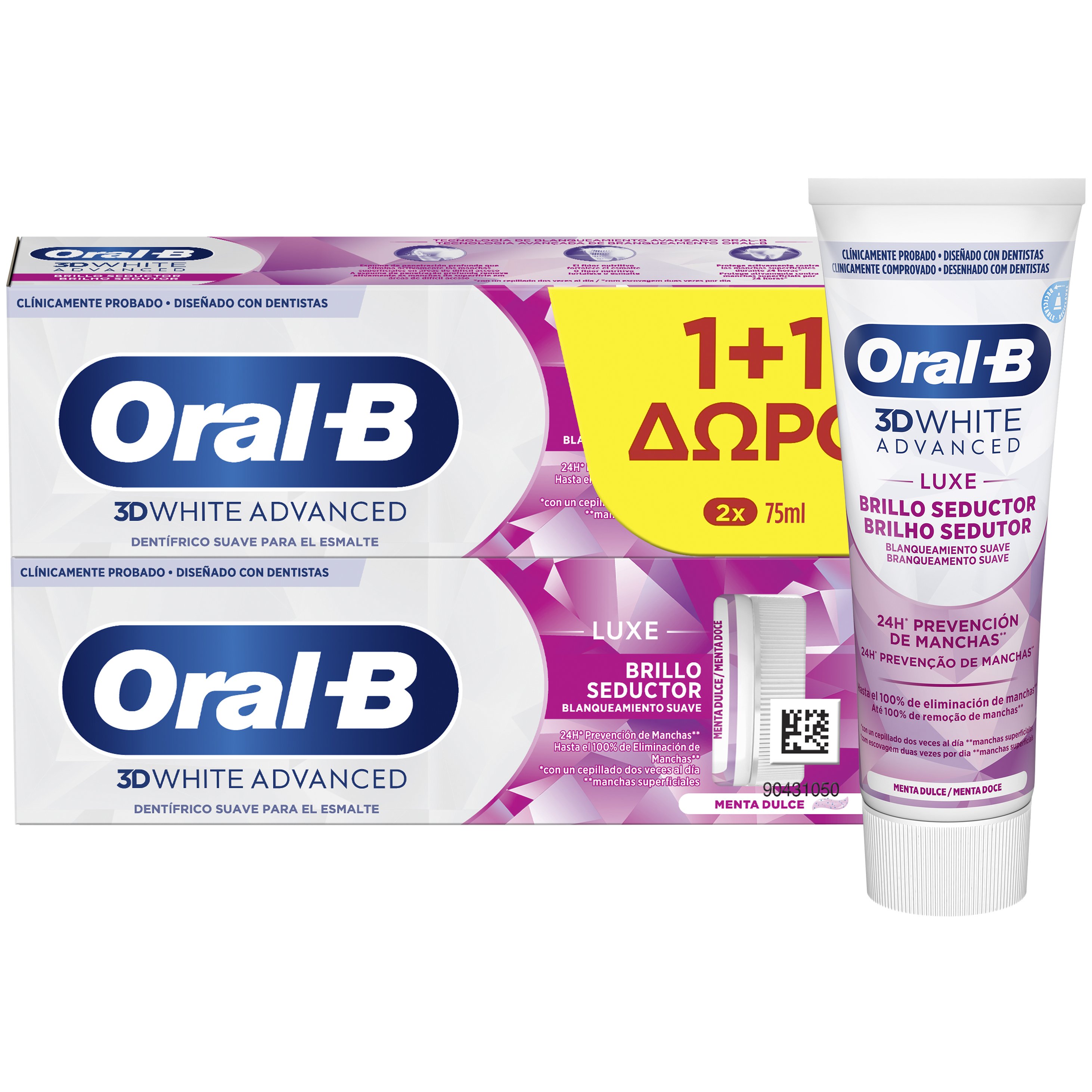Oral-B Πακέτο Προσφοράς 3D White Luxe Glamorous White Οδοντόκρεμα για την Αφαίρεση των Λεκέδων 2x75ml 1+1 Δώρο