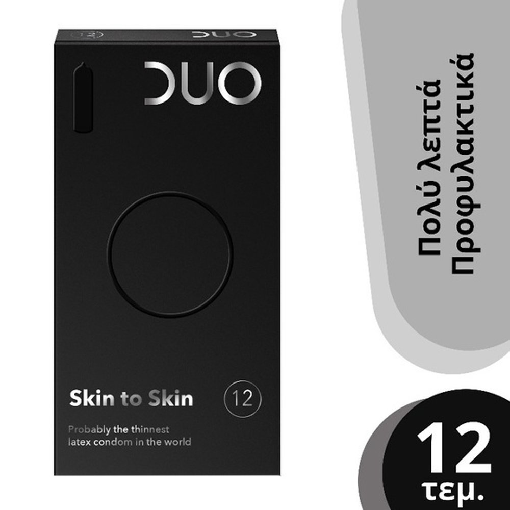 Duo Duo Skin to Skin Condoms Πολύ Λεπτά Προφυλακτικά για Μεγαλύτερη Απόλαυση 12 Τεμάχια