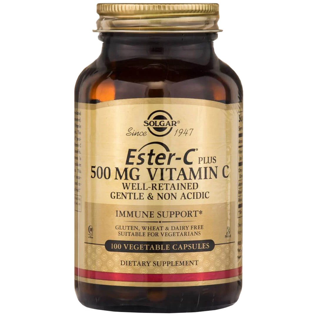 Solgar Ester-C 500mg Vitimin C Συμπλήρωμα Διατροφής για την Ομαλή & Αποτελεσματική Λειτουργία του Ανοσοποιητικού Συστήματος 100veg.caps
