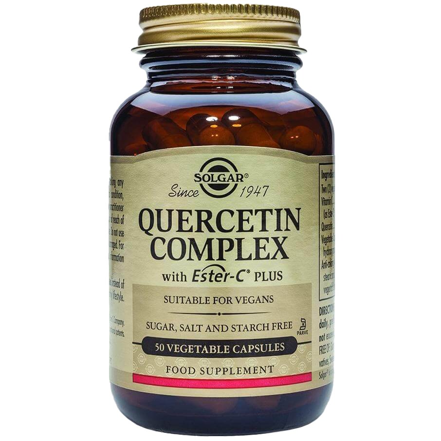 Solgar Quercetin Complex with Ester-C Plus Συμπλήρωμα Διατροφής Εξαιρετικά Χρήσιμο στην Αντιμετώπιση Συμπτωμάτων Αλλεργίας 50veg.caps