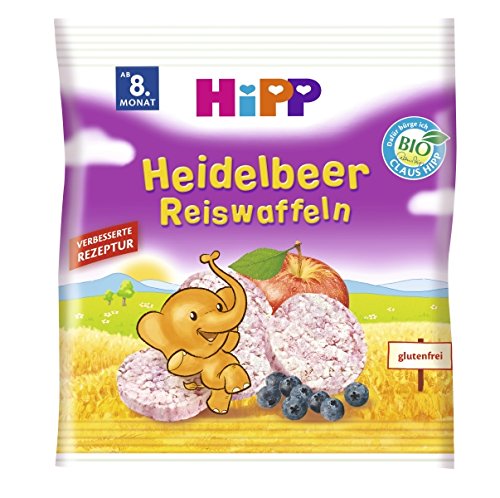 Hipp Heidelbeer Reiswaffeln Παιδικό Ρυζογκοφρετάκι με Μήλο & Βατόμουρο από τον 8ο Μήνα 35 gr