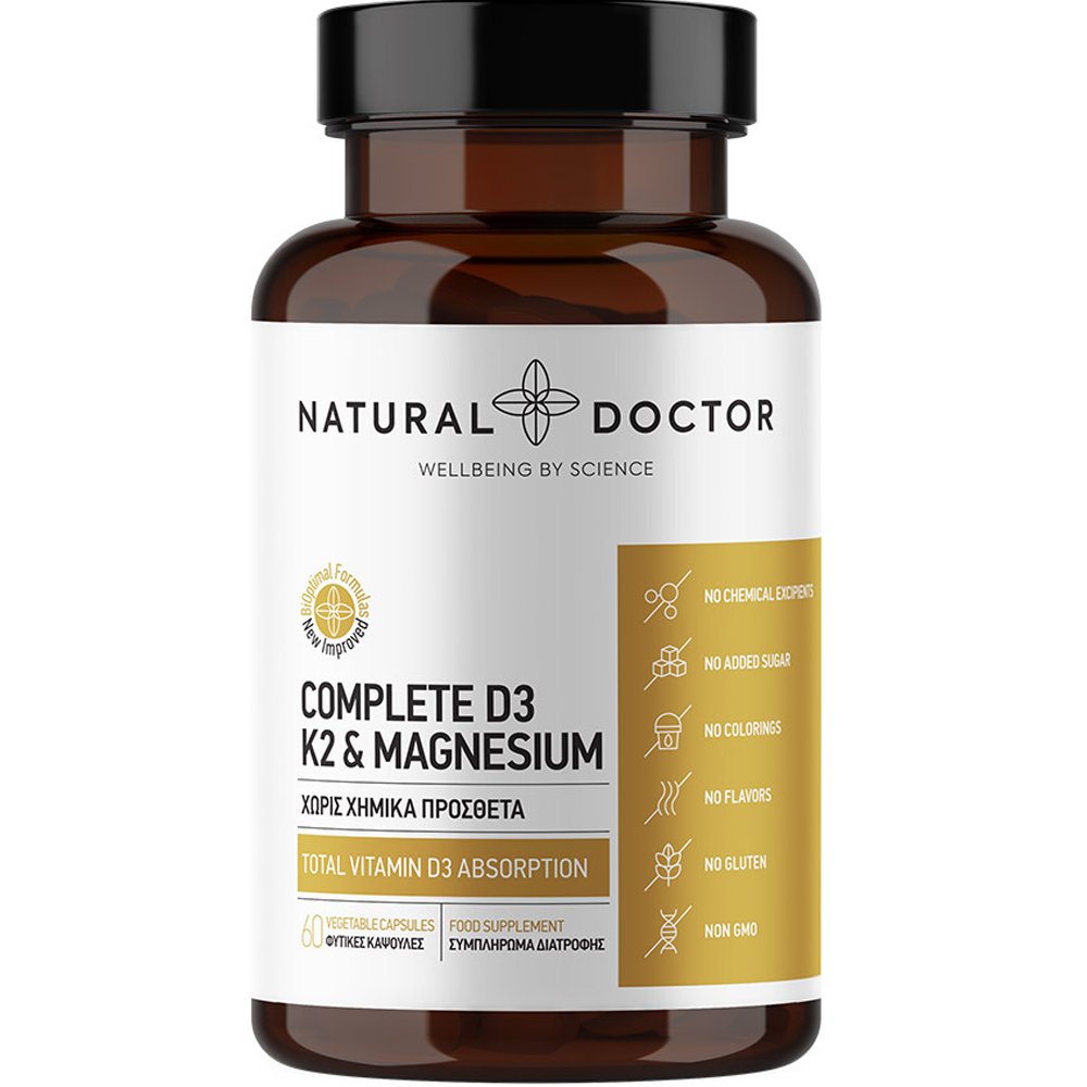 Natural Doctor Complete D3, K2 & Magnesium Συμπλήρωμα Διατροφής Βιταμινών D3, K2 & Μαγνησίου για την Καλή Λειτουργία Οστών, Δοντιών, Μυών & Ανοσοποιητικού 60caps
