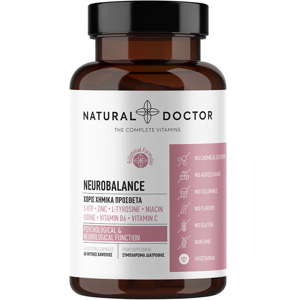 Natural Doctor Neurobalance Συμπλήρωμα Διατροφής Εκχυλίσματος Griffonia Simplicifolia, Βιταμινών, Μετάλλων & Αμινοξέων για τη Φυσιολογική Λειτουργία του Εγκεφάλου & του Νευρικού Συστήματος 60veg.caps