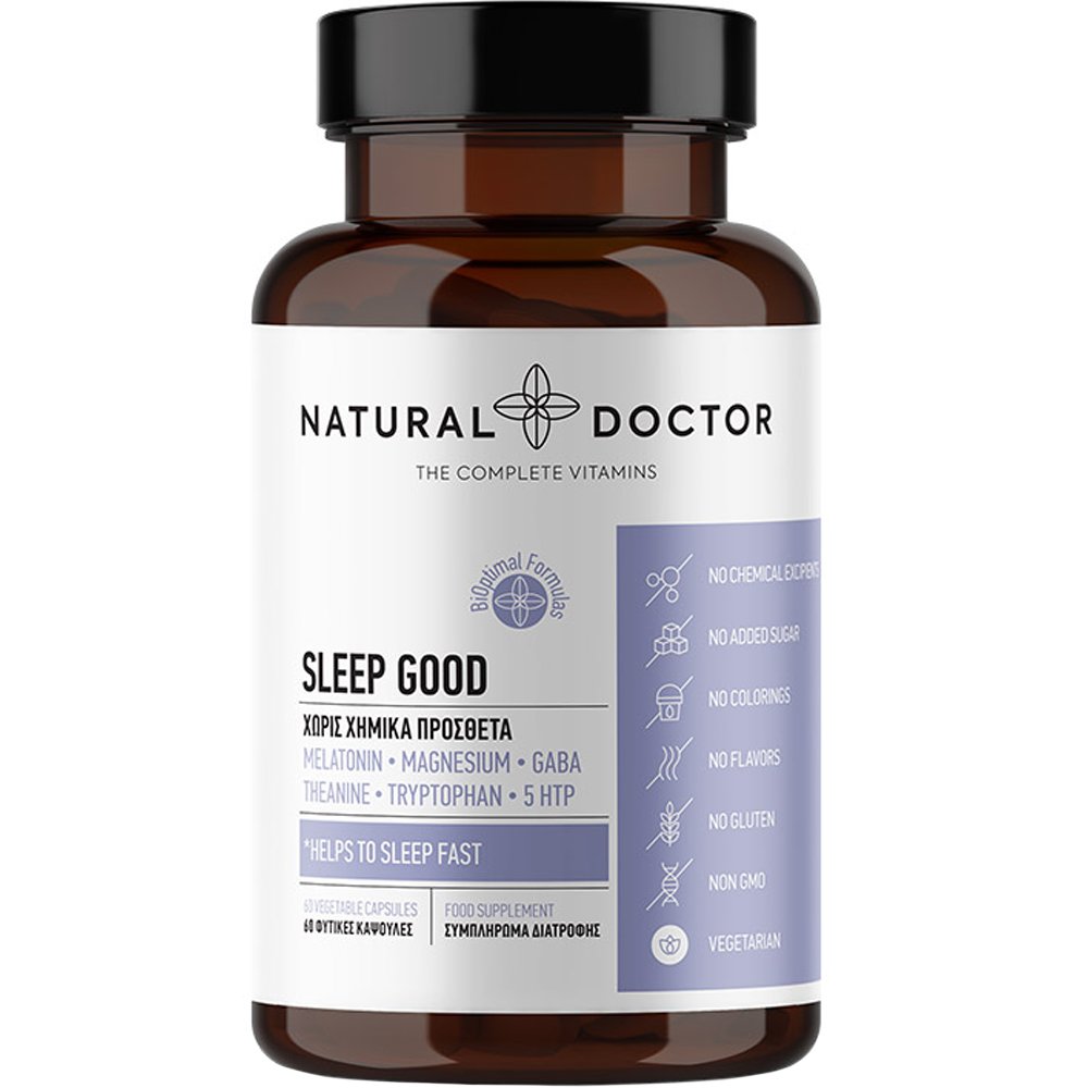 Natural Doctor Sleep Good Συμπλήρωμα Διατροφής με Μελατονίνη, Αμινοξέα & Φυτικά Εκχυλίσματα για Γρηγορότερο & Ποιοτικότερο Ύπνο 60veg.caps