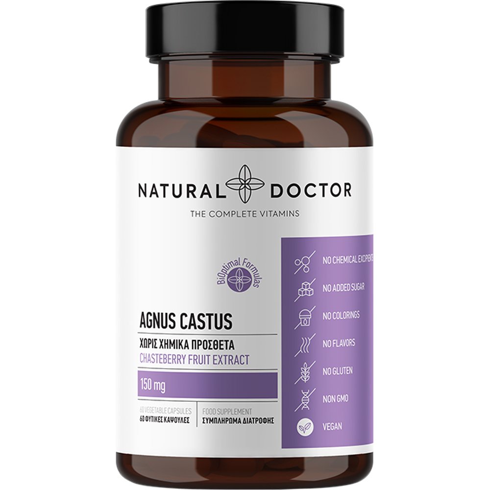 Natural Doctor Agnus Castus 150mg Συμπλήρωμα Διατροφής με Εκχύλισμα Καρπών Λυγαριάς για την Υποστήριξη της Γυναικείας Ορμονικής Ισορροπίας & Ευεξίας 60veg.caps