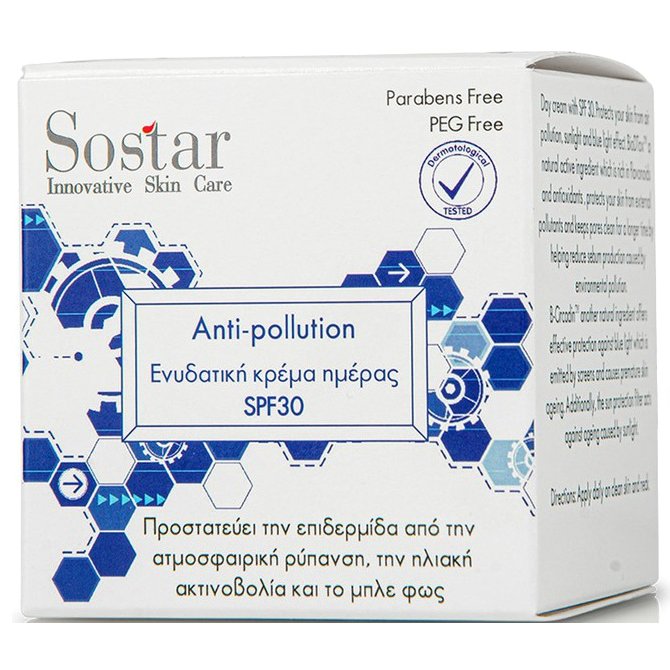 Sostar Anti-Pollution Ενυδατική Κρέμα Ημέρας SPF30 50ml
