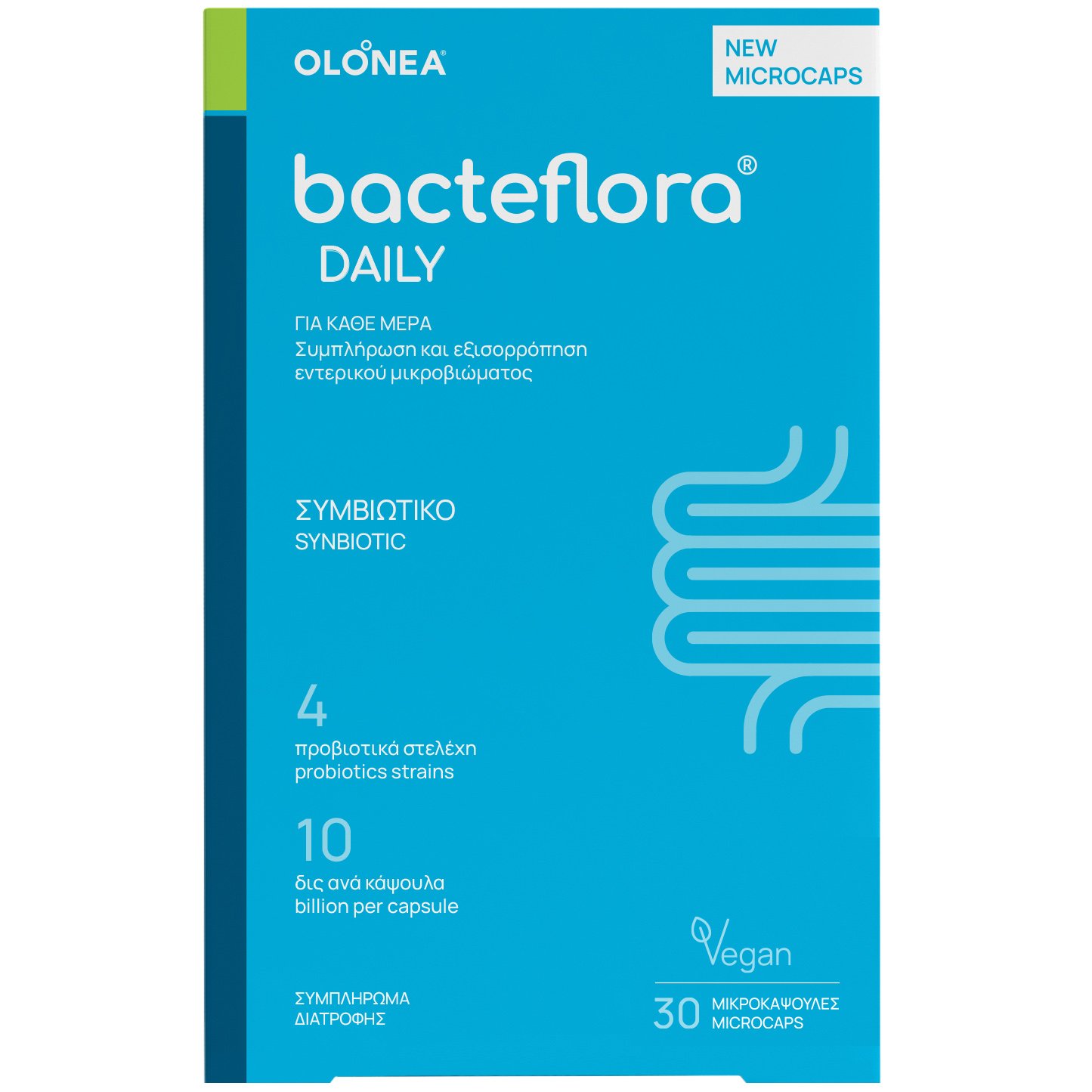 Olonea Bacteflora Daily Synbiotics Συμπλήρωμα Διατροφής για Καθημερινή Εξισορρόπηση του Εντερικού Μικροβιώματος 30veg.caps
