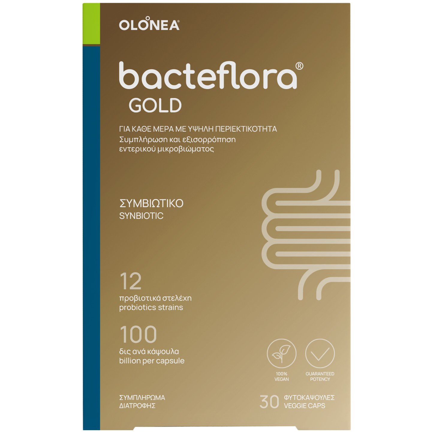 Olonea Bacteflora Gold Synbiotics Συμπλήρωμα Διατροφής με Προβιοτικά & Πρεβιοτικά για την Ισορροπία του Εντερικού Μικροβιώματος 30 MicroCaps