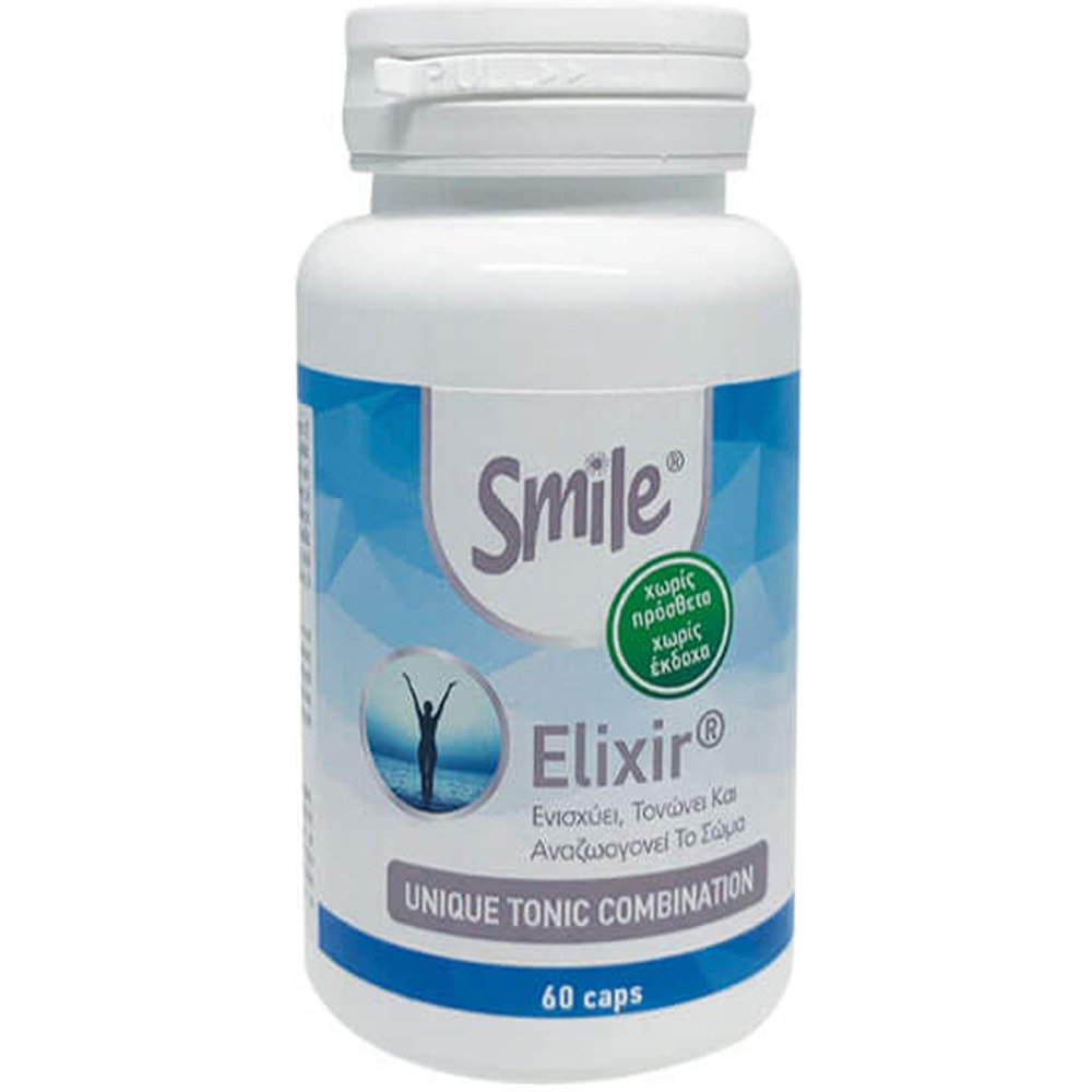 Smile Smile Elixir Συμπλήρωμα Διατροφής με Πρωτόγαλα, Εκχύλισμα Προνύμφης Κηφήνα, Kombucha Ζυμωμένη με γύρη & Αμινοξέα με Ισχυρές Αντιοξειδωτικές Ιδιότητες που Ενισχύει, Τονώνει & Αναζωογονεί Σώμα & Πνεύμα 60caps