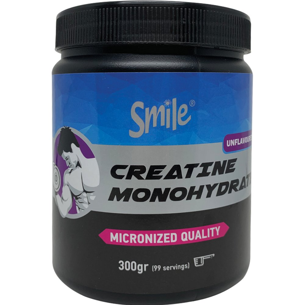 Smile Smile Unflavored Microionized Creatine Monohydrate Συμπλήρωμα Διατροφής Μονοϋδρικής Κρεατίνης Υψηλής Ποιότητας σε Σκόνη για Αυξημένη Σωματική Απόδοση Κατά τη Διάρκεια Επαναλήψεων & Ενίσχυση του Μυϊκού Ιστού Χωρίς Γεύση 300gr