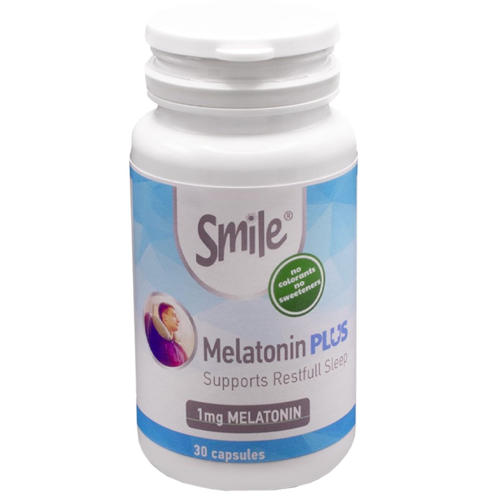 Smile Smile Melatonin Plus Συμπλήρωμα Διατροφής με Μελατονίνη, Εκχύλισμα Κρόκου & Βιταμίνη Β6 για Άμεσο Ποιοτικό Ύπνο & την Αντιμετώπιση του Jet Lag 30caps