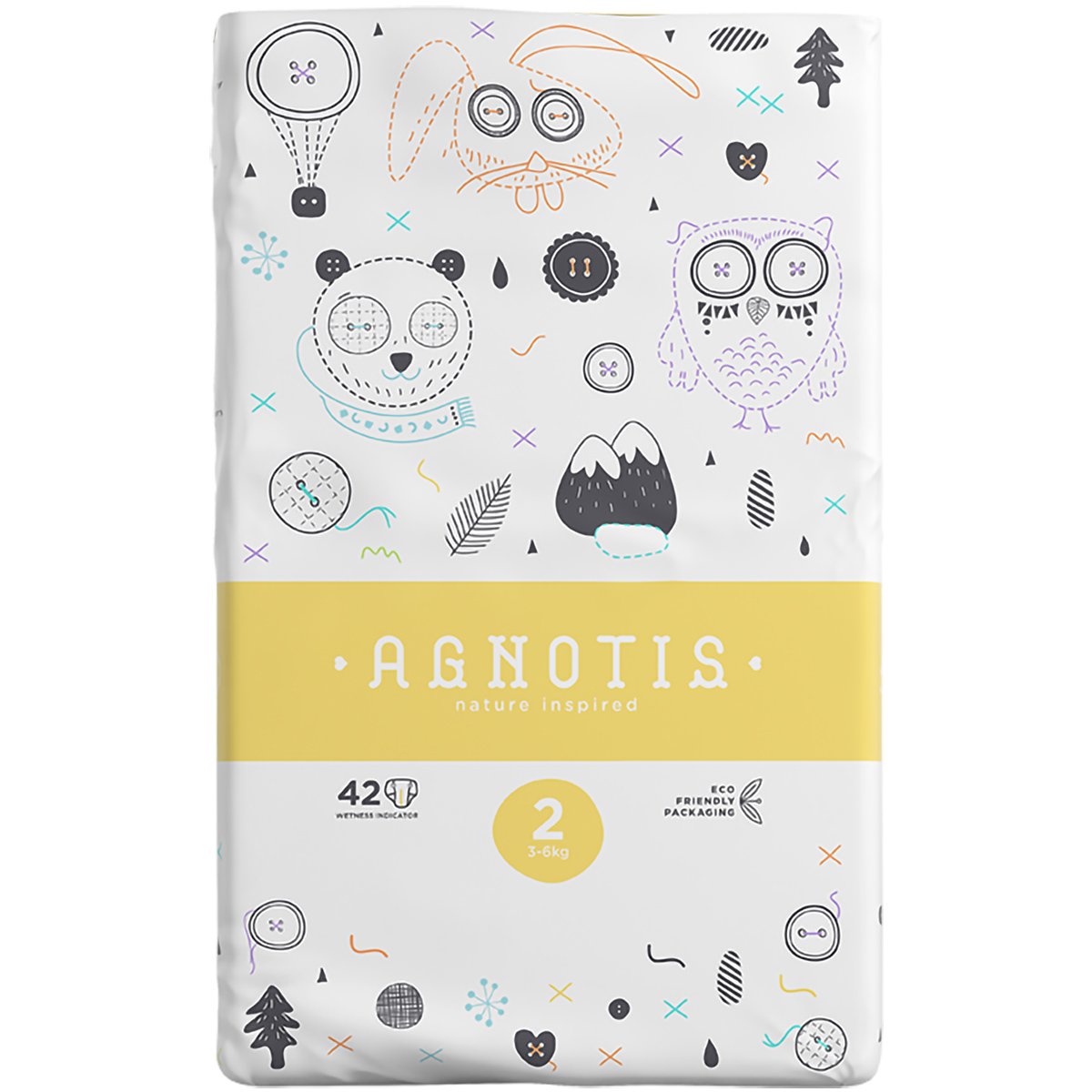 Agnotis Nature Ispired Baby Diapers No2 (3-6kg) Βρεφικές Πάνες 42 Τεμάχια