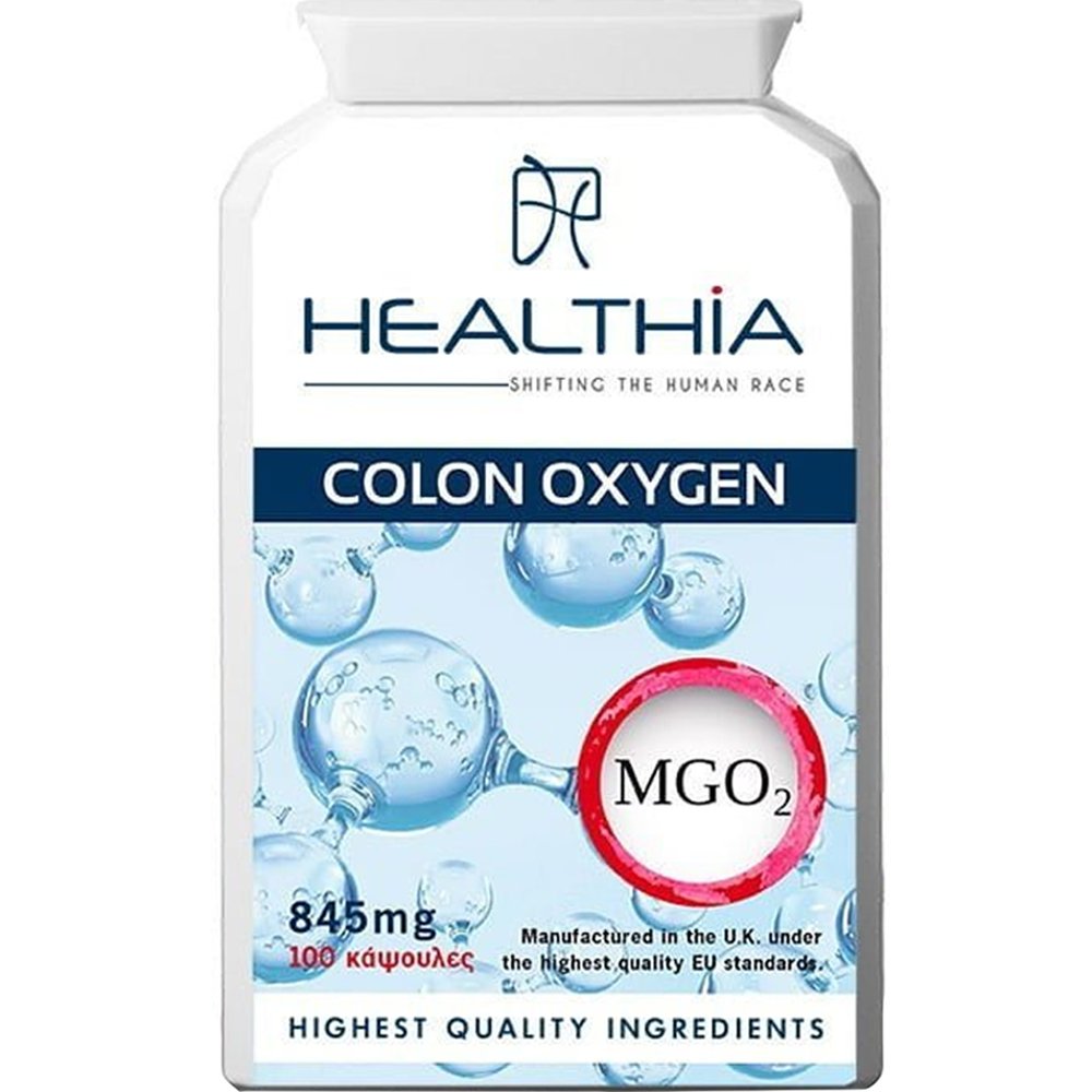 Healthia Healthia Colon Oxygen 845mg Συμπλήρωμα Διατροφής Μετάλλων, Βιταμινών & Πρεβιοτικών για Φυσική Αποτοξίνωση, Καθαρισμό του Εντέρου & Αντιμετώπιση της Δυσκοιλιότητας 100caps