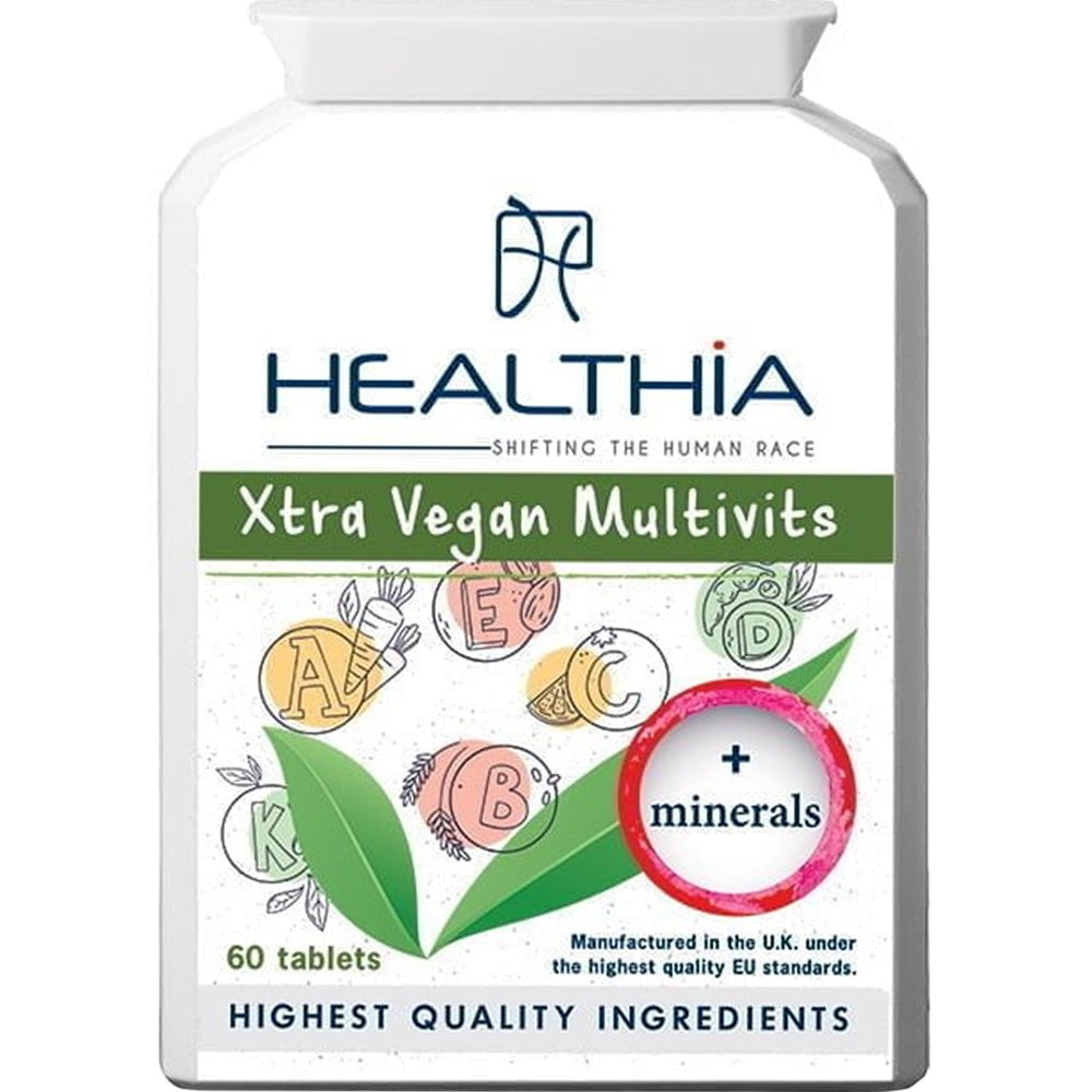 Healthia Healthia Xtra Vegan Multivits Συμπλήρωμα Διατροφής Φόρμουλας Πολυβιταμινών & Μετάλλων Ειδικά Προσαρμοσμένης για την Κάλυψη των Διατροφικών Αναγκών Χορτοφάγων & Vegan για Ενέργεια, Τόνωση & Ισχυρό Ανοσοποιητικό 60tabs