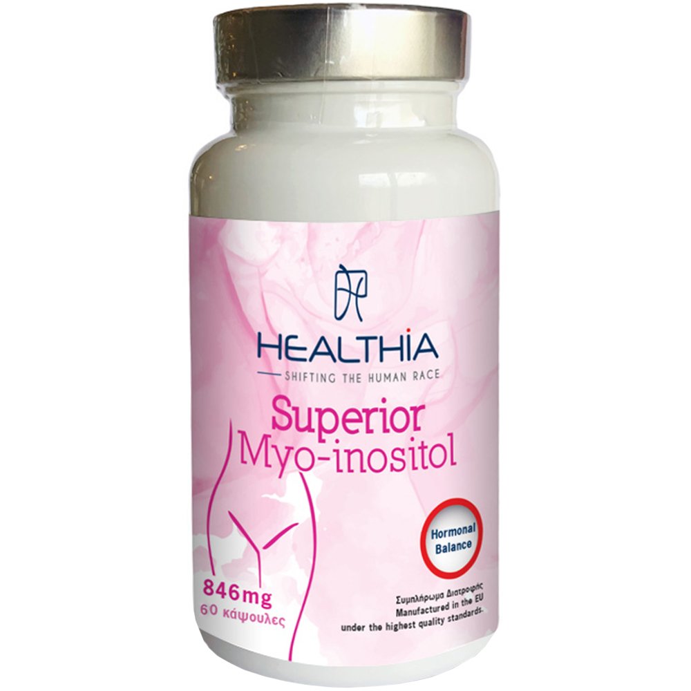 Healthia Superior Myo-Inositol Συμπλήρωμα Διατροφής με Μυοϊνοσιτόλη, Βιταμίνες, Μέταλλα & Εκχυλίσματα Βοτάνων για Ορμονική Ισορροπία, Ρύθμιση Κύκλου & Βελτίωση Γονιμότητας στις Γυναίκες 60caps