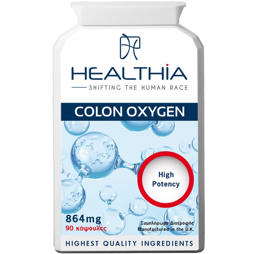Healthia Colon Oxygen 864mg Συμπλήρωμα Διατροφής Μετάλλων, Βιταμινών & Πρεβιοτικών για Φυσική Αποτοξίνωση, Καθαρισμό του Εντέρου & Αντιμετώπιση της Δυσκοιλιότητας 90caps