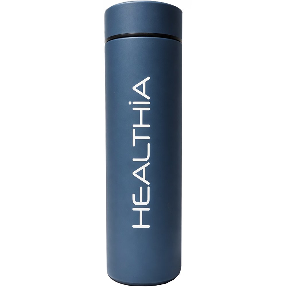 Healthia Stainless Steel Isothermic Bottle with Thermometer Blue Ανοξείδωτος Θερμός με Θερμόμετρο σε Μπλε Χρώμα 500ml 1 Τεμάχιο