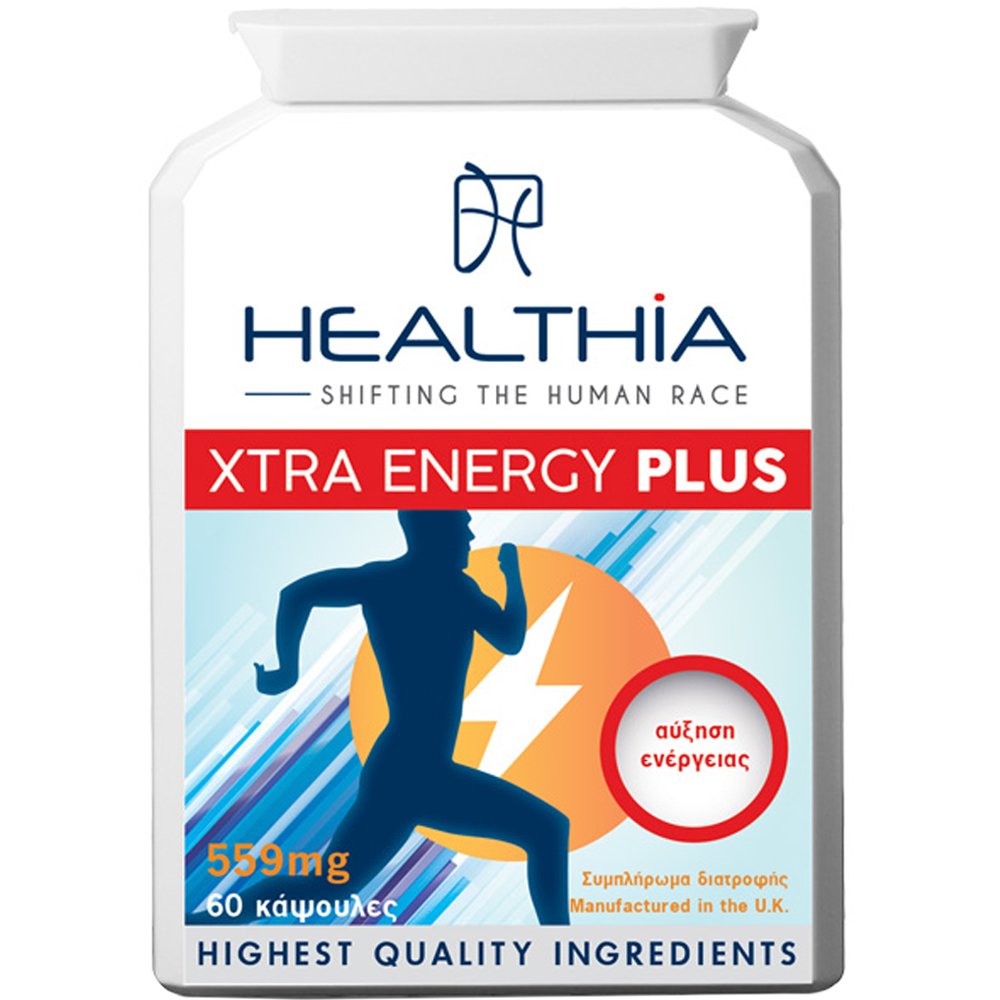 Healthia XTRA Energy Plus 559mg Συμπλήρωμα Διατροφής Εκχυλίσματος Βοτάνων & Βιταμινών Συμπλέγματος Β για Ενέργεια & Απόδοση 60caps