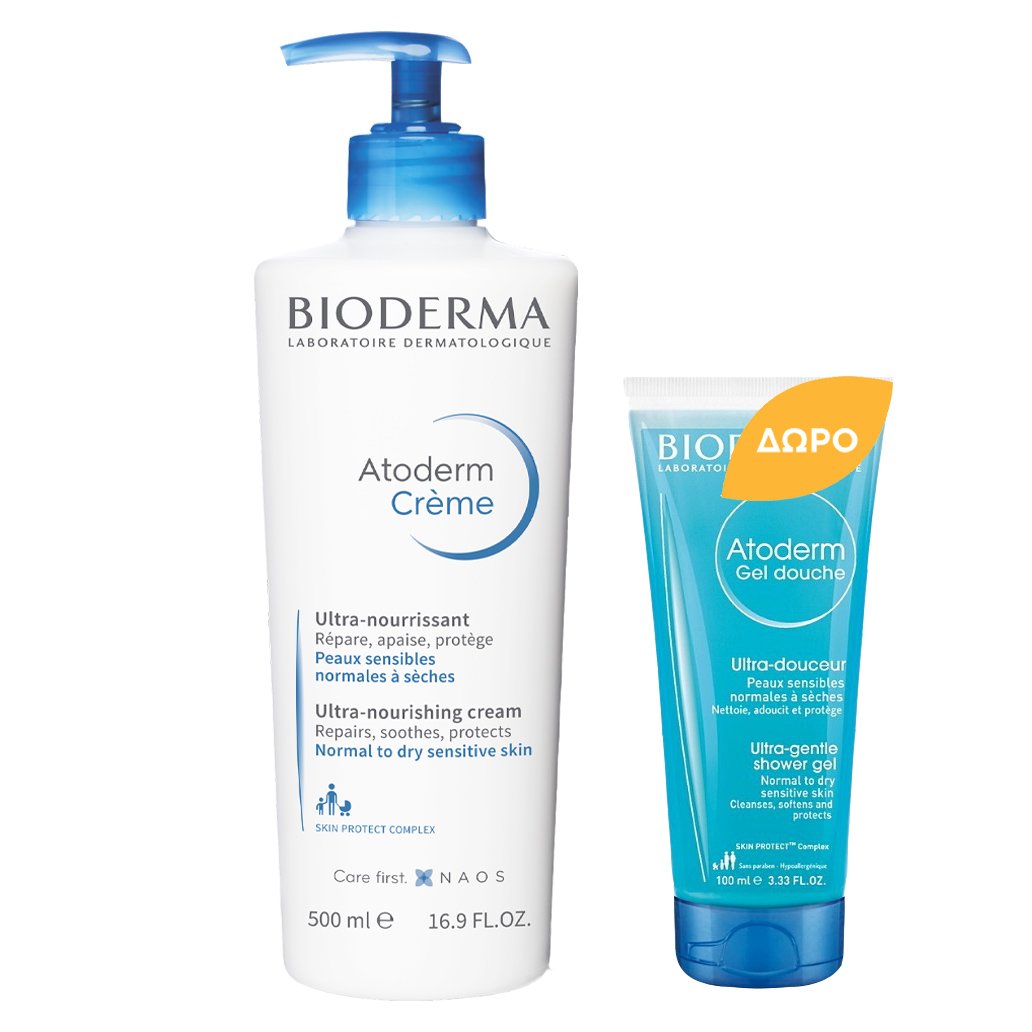 Bioderma Atoderm Crème Μαλακτική Κρέμα Σώματος για Ξηρή έως Ατοπική Επιδερμίδα 500ml & Δώρο Atoderm Gel Douche 100ml