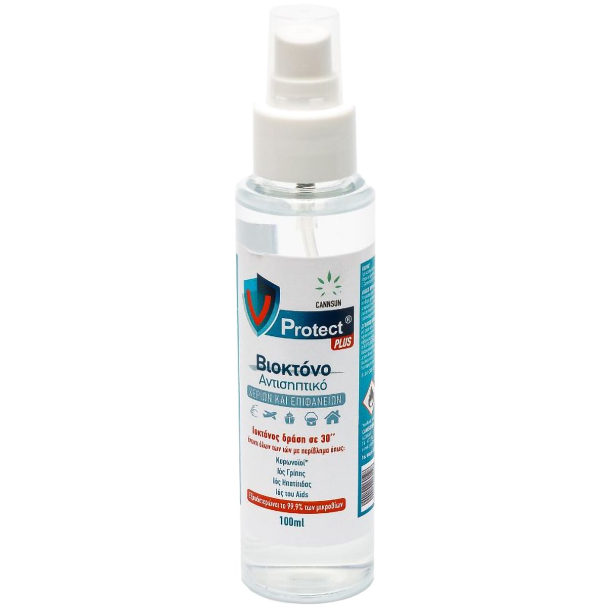 Cannsun Medhel Cannsun Medhel VProtect Plus Spray Βιοκτόνο Αντισηπτικό Spray Χεριών & Επιφανειών 100ml