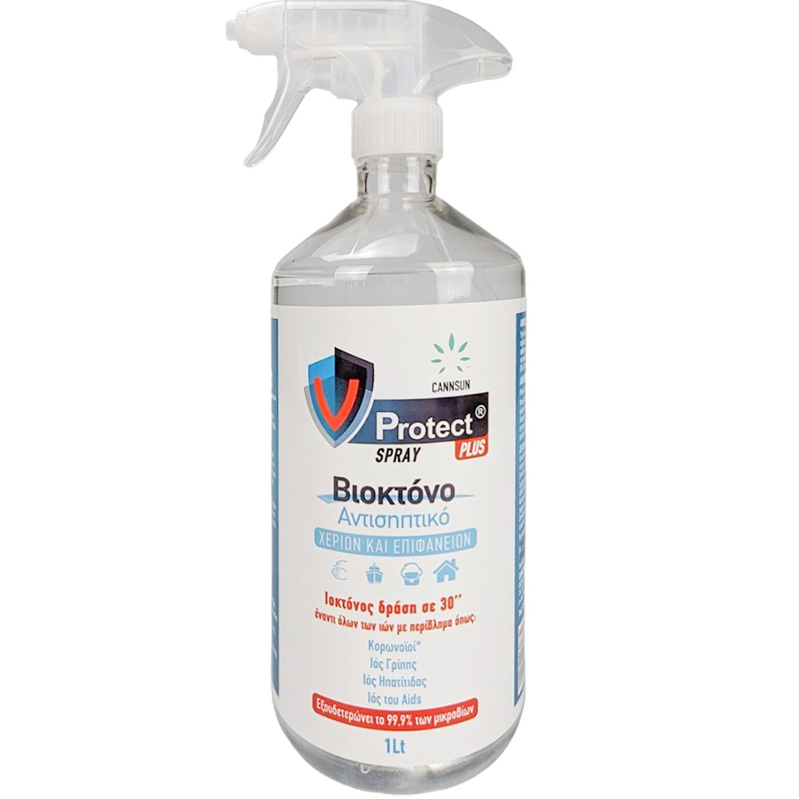 Cannsun Medhel VProtect Plus Spray Βιοκτόνο Αντισηπτικό Spray Χεριών & Επιφανειών 1Lt