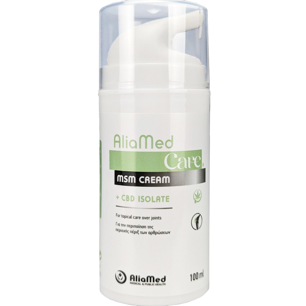 AliaMed Care MSM + CBD Isolate Cream Κρέμα Τοπικού Μασάζ Ανακούφισης της Περιοχής Πέριξ των Αρθρώσεων με MSM & Κανναβιδόλη 100ml